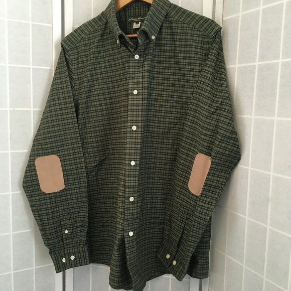 Eddie Bauer Mens Green Plaid Long Sleeve Collared Button Up Shirt Size Large - Picture 3 of 9